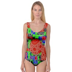 Background With Fractal Digital Cubist Drawing Princess Tank Leotard  by Simbadda