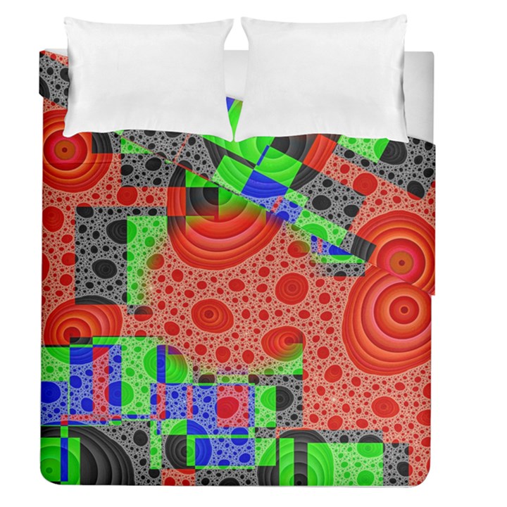 Background With Fractal Digital Cubist Drawing Duvet Cover Double Side (Queen Size)