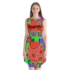 Background With Fractal Digital Cubist Drawing Sleeveless Chiffon Dress   by Simbadda