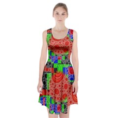 Background With Fractal Digital Cubist Drawing Racerback Midi Dress