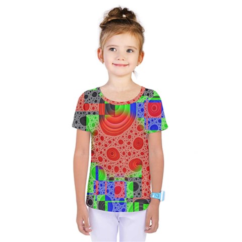 Background With Fractal Digital Cubist Drawing Kids  One Piece Tee by Simbadda