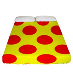 Polka Dot Red Yellow Fitted Sheet (queen Size) by Mariart