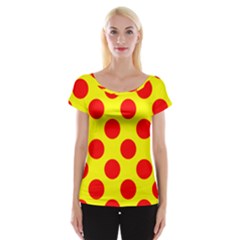 Polka Dot Red Yellow Women s Cap Sleeve Top by Mariart