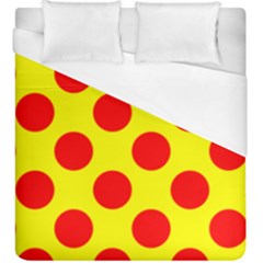 Polka Dot Red Yellow Duvet Cover (king Size) by Mariart