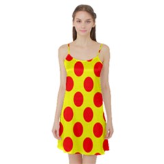 Polka Dot Red Yellow Satin Night Slip by Mariart