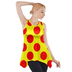 Polka Dot Red Yellow Side Drop Tank Tunic by Mariart