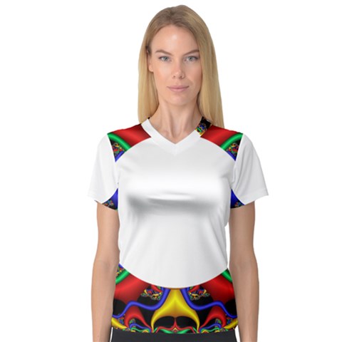 Symmetric Fractal Snake Frame Women s V-neck Sport Mesh Tee by Simbadda