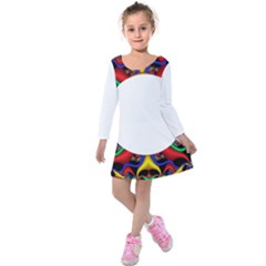 Symmetric Fractal Snake Frame Kids  Long Sleeve Velvet Dress