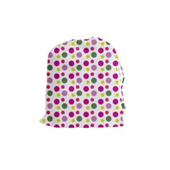 Polka Dot Purple Green Yellow Drawstring Pouches (medium)  by Mariart