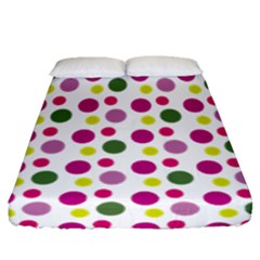 Polka Dot Purple Green Yellow Fitted Sheet (queen Size)