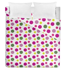 Polka Dot Purple Green Yellow Duvet Cover Double Side (queen Size) by Mariart