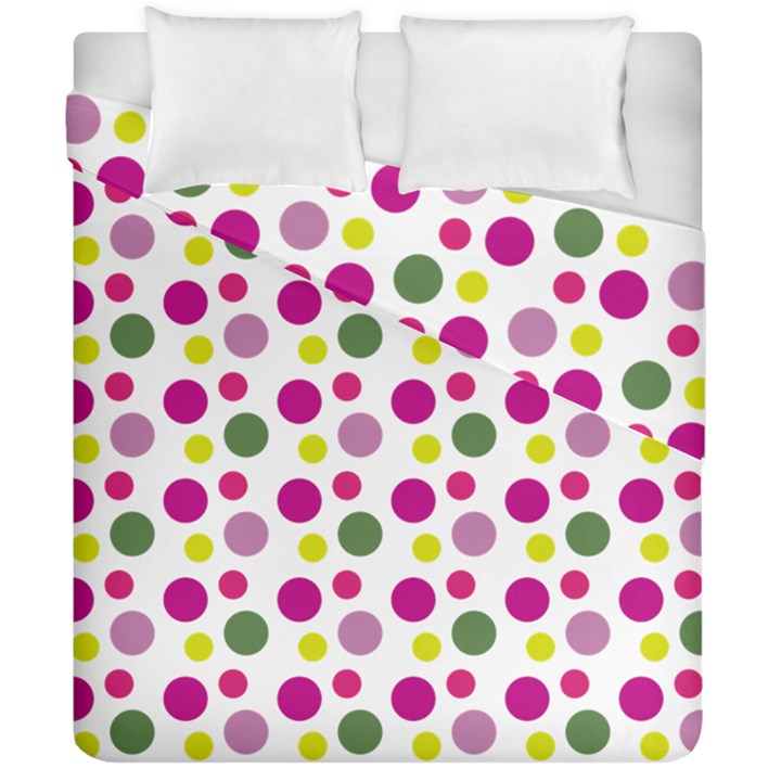 Polka Dot Purple Green Yellow Duvet Cover Double Side (California King Size)