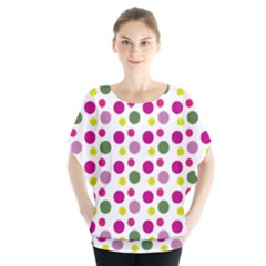 Polka Dot Purple Green Yellow Blouse