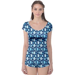 Polka Dot Blue Boyleg Leotard  by Mariart