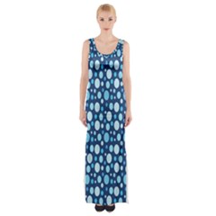 Polka Dot Blue Maxi Thigh Split Dress by Mariart