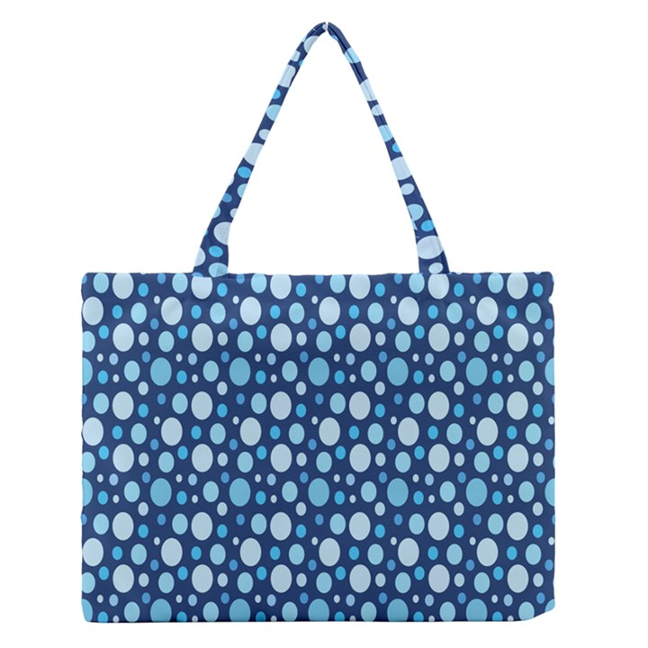 Polka Dot Blue Medium Zipper Tote Bag