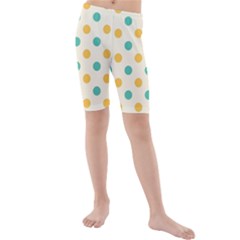 Polka Dot Yellow Green Blue Kids  Mid Length Swim Shorts by Mariart