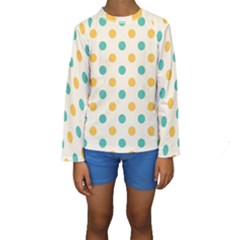 Polka Dot Yellow Green Blue Kids  Long Sleeve Swimwear by Mariart