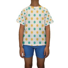 Polka Dot Yellow Green Blue Kids  Short Sleeve Swimwear by Mariart