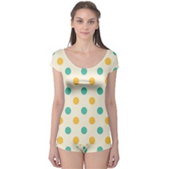 Polka Dot Yellow Green Blue Boyleg Leotard  by Mariart