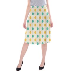 Polka Dot Yellow Green Blue Midi Beach Skirt by Mariart