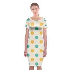 Polka Dot Yellow Green Blue Classic Short Sleeve Midi Dress by Mariart