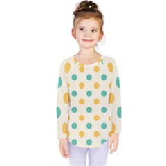 Polka Dot Yellow Green Blue Kids  Long Sleeve Tee