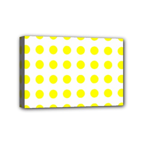 Polka Dot Yellow White Mini Canvas 6  X 4  by Mariart