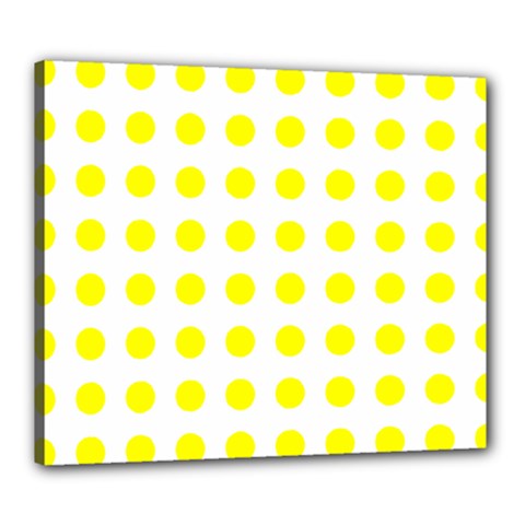 Polka Dot Yellow White Canvas 24  X 20  by Mariart