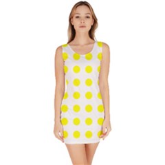 Polka Dot Yellow White Sleeveless Bodycon Dress by Mariart