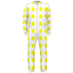 Polka Dot Yellow White Onepiece Jumpsuit (men)  by Mariart