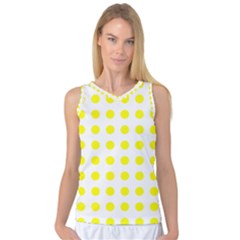 Polka Dot Yellow White Women s Basketball Tank Top by Mariart