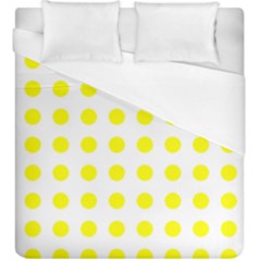 Polka Dot Yellow White Duvet Cover (king Size) by Mariart