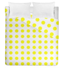 Polka Dot Yellow White Duvet Cover Double Side (queen Size) by Mariart