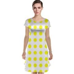 Polka Dot Yellow White Cap Sleeve Nightdress by Mariart