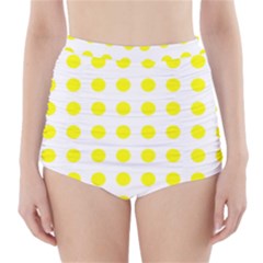 Polka Dot Yellow White High-waisted Bikini Bottoms by Mariart