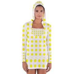 Polka Dot Yellow White Women s Long Sleeve Hooded T-shirt by Mariart