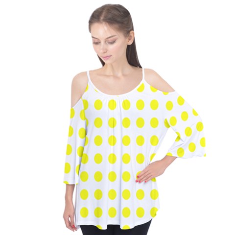 Polka Dot Yellow White Flutter Tees by Mariart