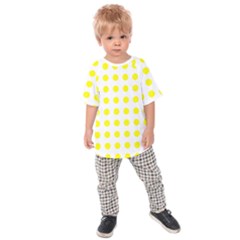 Polka Dot Yellow White Kids  Raglan Tee