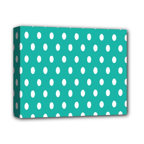 Polka Dots White Blue Deluxe Canvas 14  X 11  by Mariart