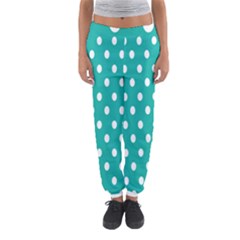 Polka Dots White Blue Women s Jogger Sweatpants by Mariart