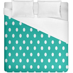 Polka Dots White Blue Duvet Cover (king Size)