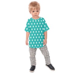 Polka Dots White Blue Kids  Raglan Tee