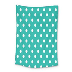 Polka Dots White Blue Small Tapestry