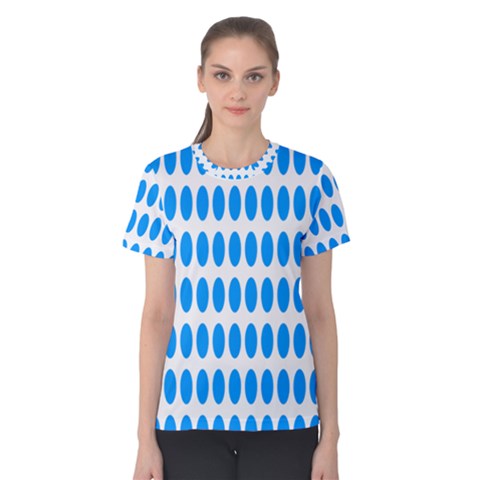 Polka Dots Blue White Women s Cotton Tee by Mariart