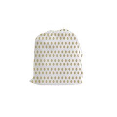 Polka Dots Gold Grey Drawstring Pouches (small) 