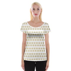 Polka Dots Gold Grey Women s Cap Sleeve Top by Mariart