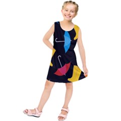 Rain Shoe Boots Blue Yellow Pink Orange Black Umbrella Kids  Tunic Dress by Mariart