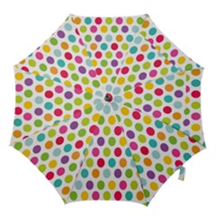 Polka Dot Yellow Green Blue Pink Purple Red Rainbow Color Hook Handle Umbrellas (small) by Mariart