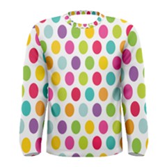 Polka Dot Yellow Green Blue Pink Purple Red Rainbow Color Men s Long Sleeve Tee by Mariart